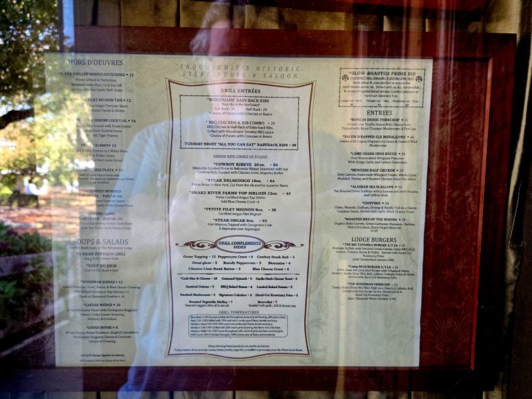 Woodman Lodge Restaurant Steakhouse and Bar menu - Snoqualmie WA