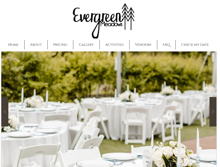 Evergreen Meadows Venue in North Bend WA - screen capture