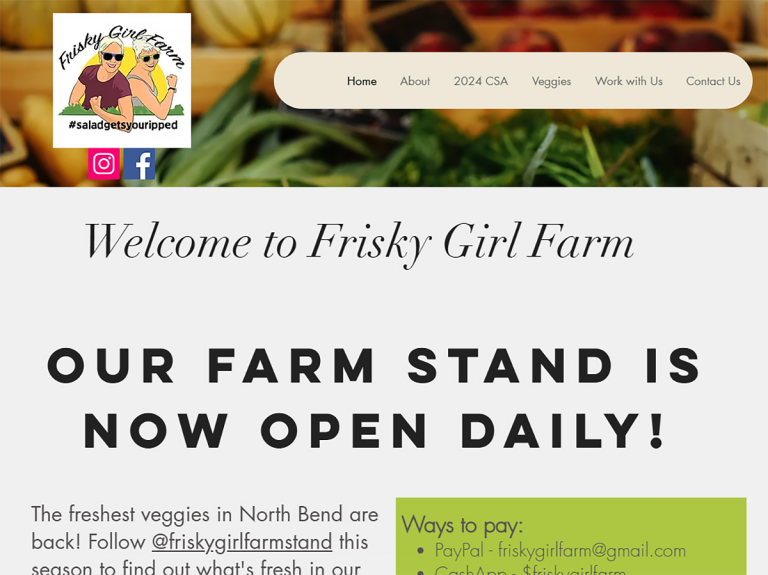 Frisky Girl Farm screen - North Bend, WA
