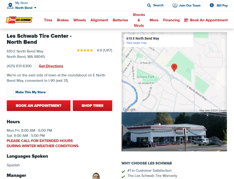 Les Schwab Tire Center North Bend WA - screen capture