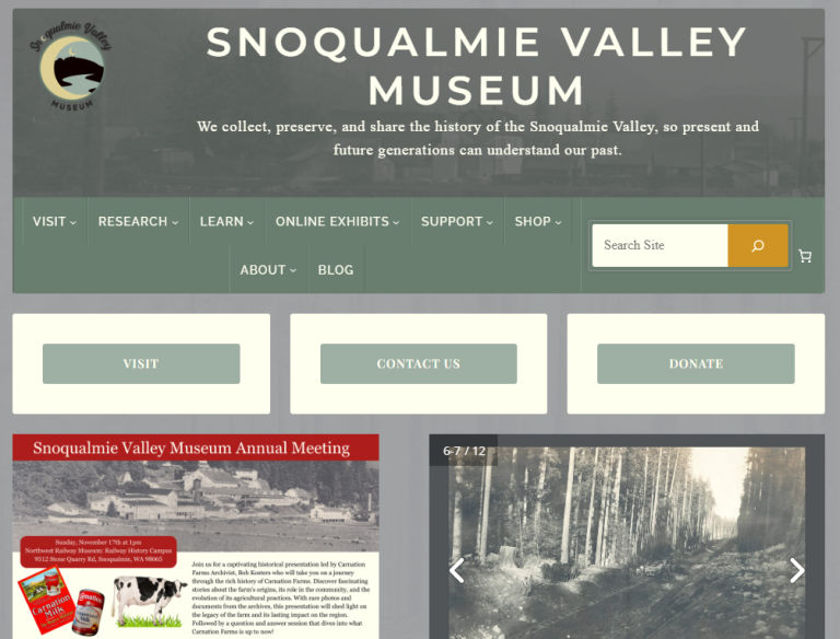 Snoqualmie Valley Museum screen capture