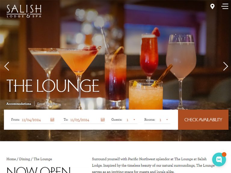 The Lounge at Salish Lodge in Snoqualmie WA - screen capture
