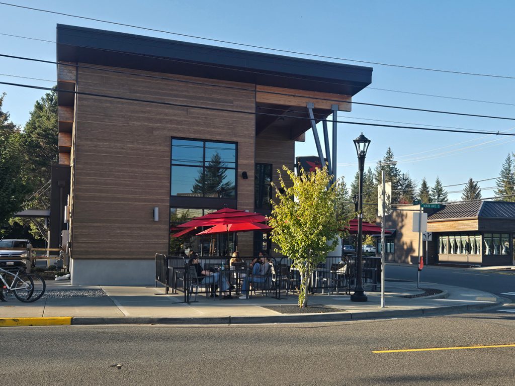 Huxdotter Coffee exterior in North Bend, Washington