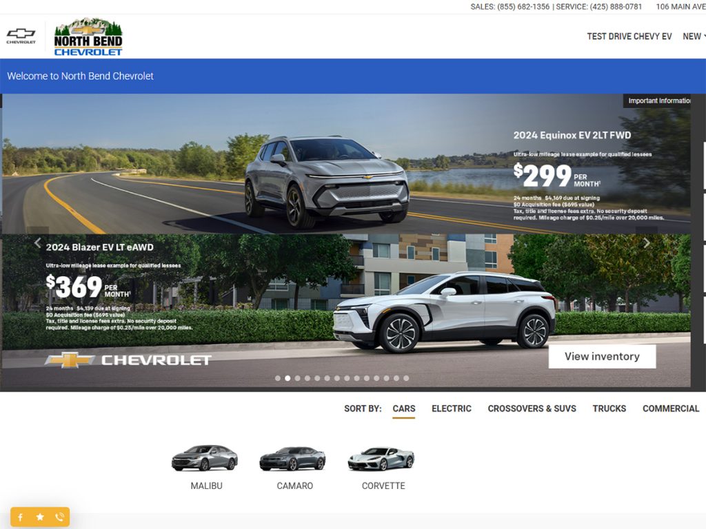 North Bend Chevrolet screen capture