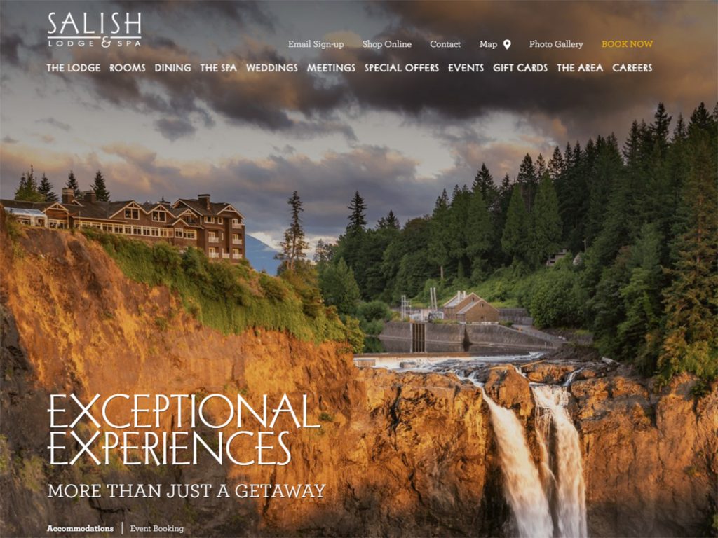 Salish Lodge & Spa in Snoqualmie WA - screen capture
