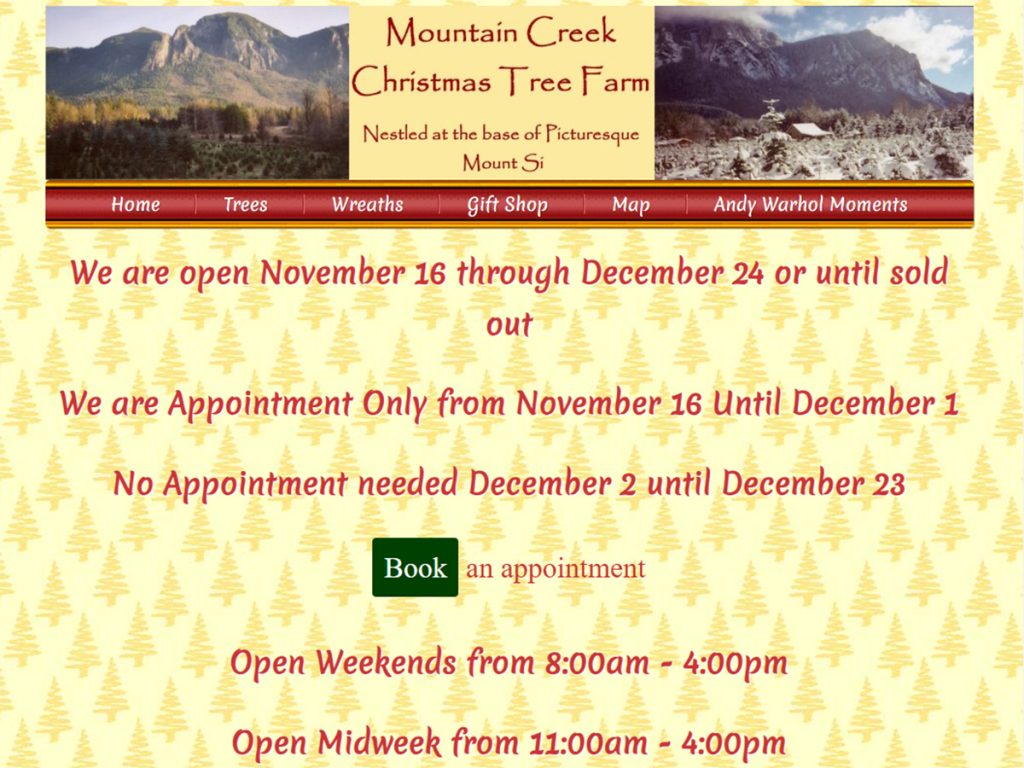 Mountain Creek Christmas Tree Farm screen - Snoqualmie, WA