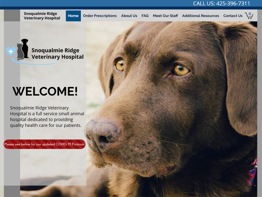 Snoqualmie Ridge Veterinary Hospital screen capture